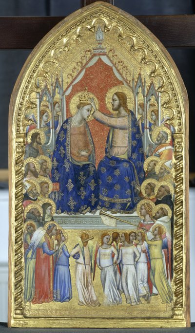 Krönung der Jungfrau mit Engeln und Heiligen von Master of the Fabriano Altarpiece attr. to Master of the Fabriano Altarpiece attr. to